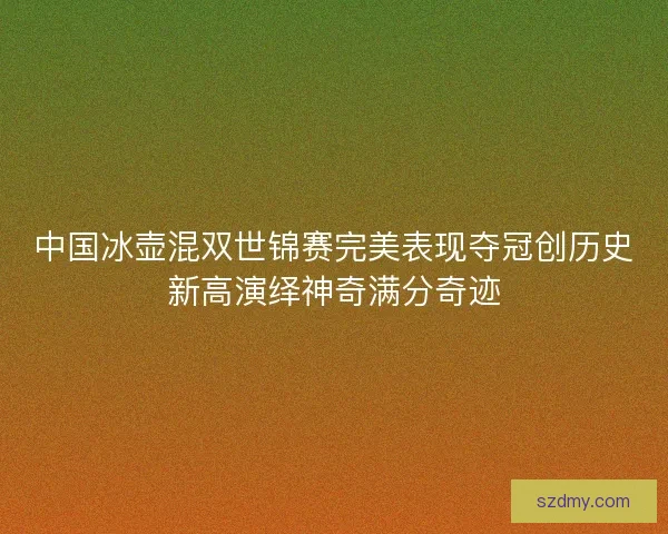 中国冰壶混双世锦赛完美表现夺冠创历史新高演绎神奇满分奇迹